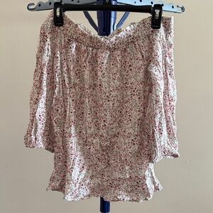 Off the Shoulder Floral Print Blouse